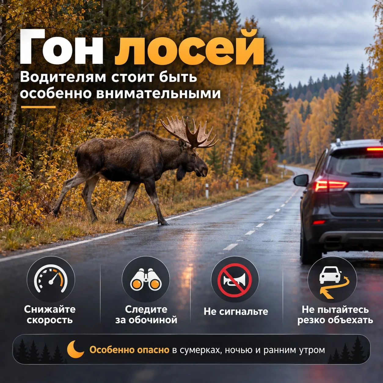 Осторожно: на дорогах Ленобласти – сезон гона у лосей
