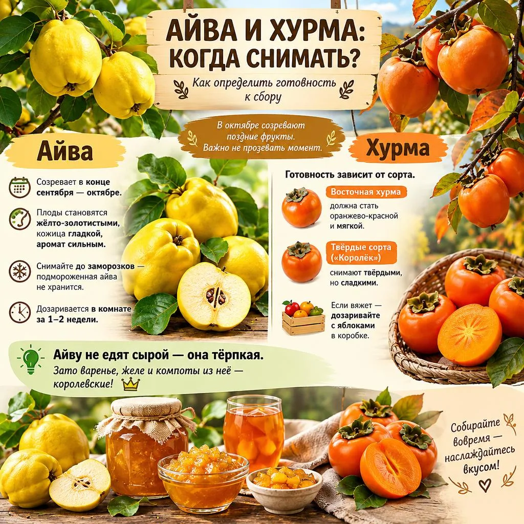 Как определить готовность айвы и хурмы к сбору 🍐