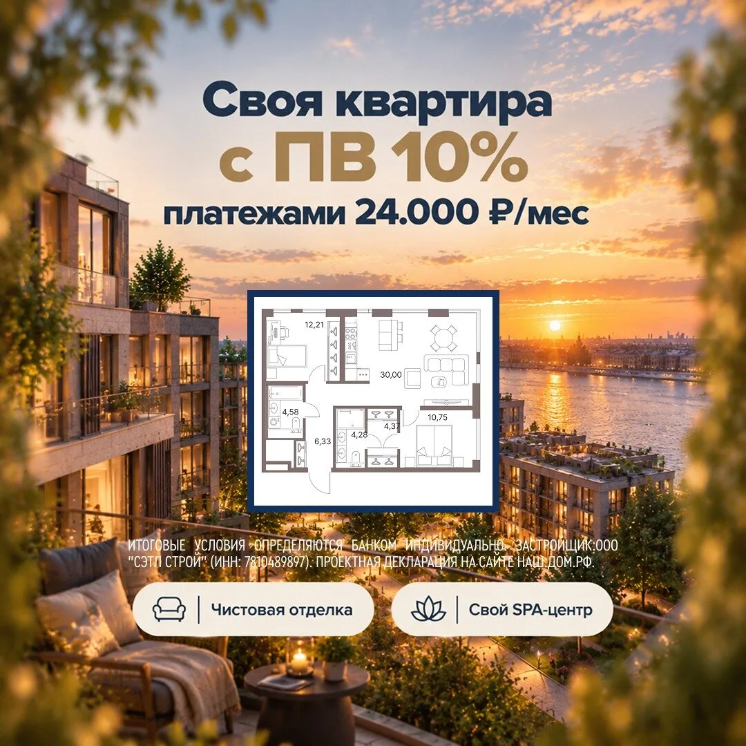 Своя квартира с отделкой в СПб. ПВ 10% и SPA у дома!