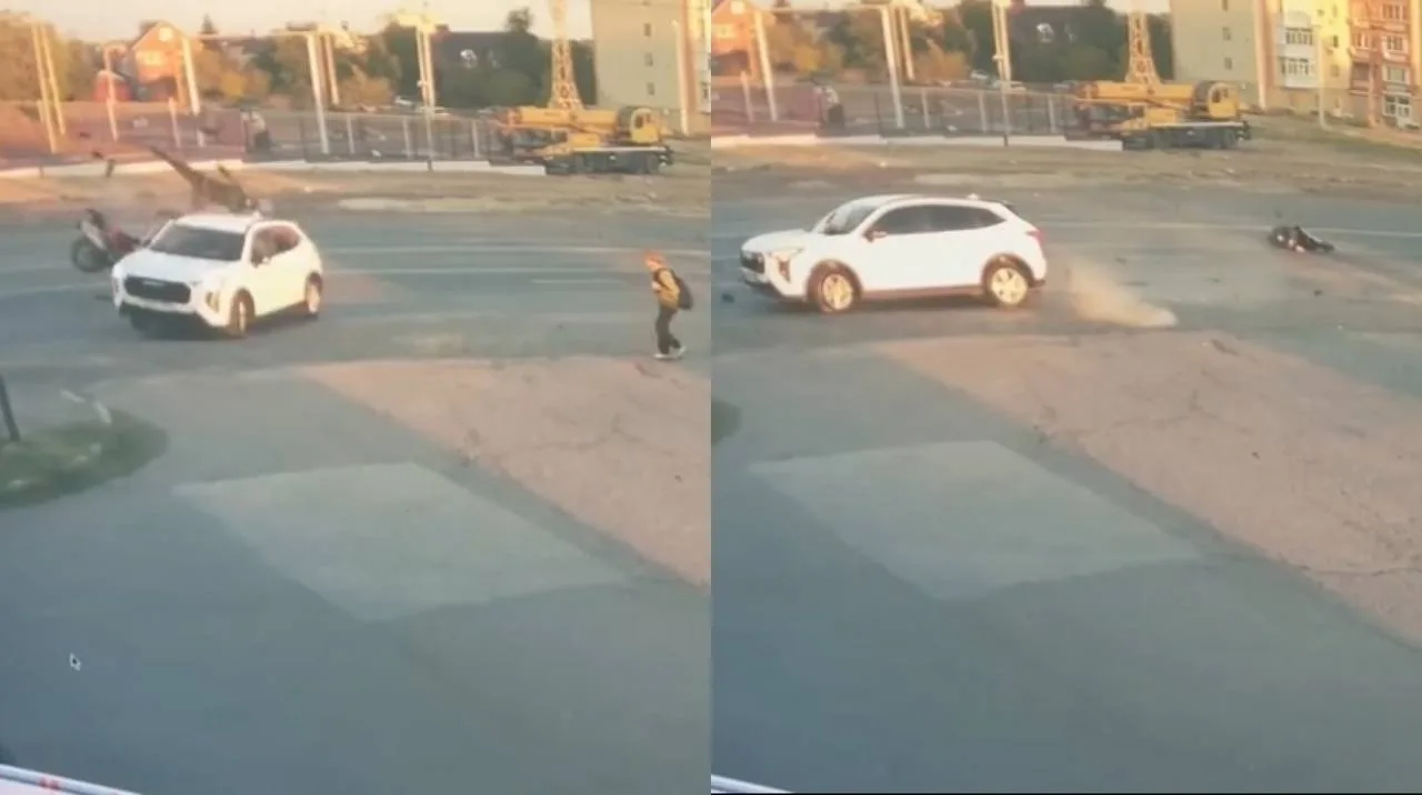 Водитель мотоцикла сделал сальто через машину в Аксае