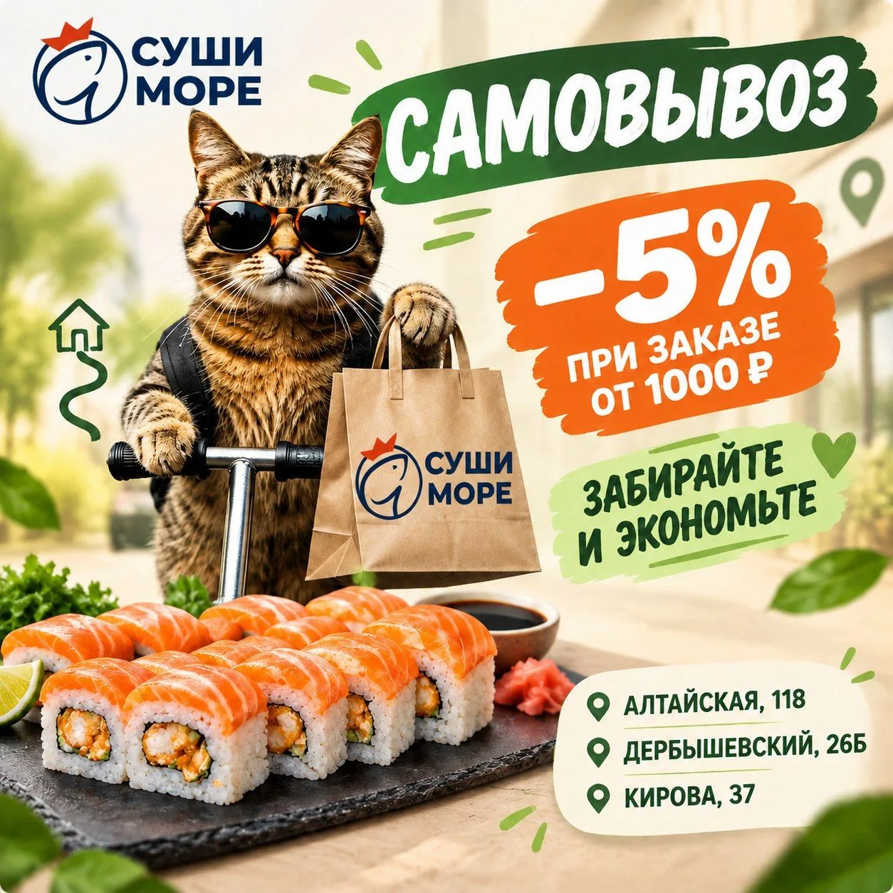 🍣 Самовывоз — это ещё и выгодно!