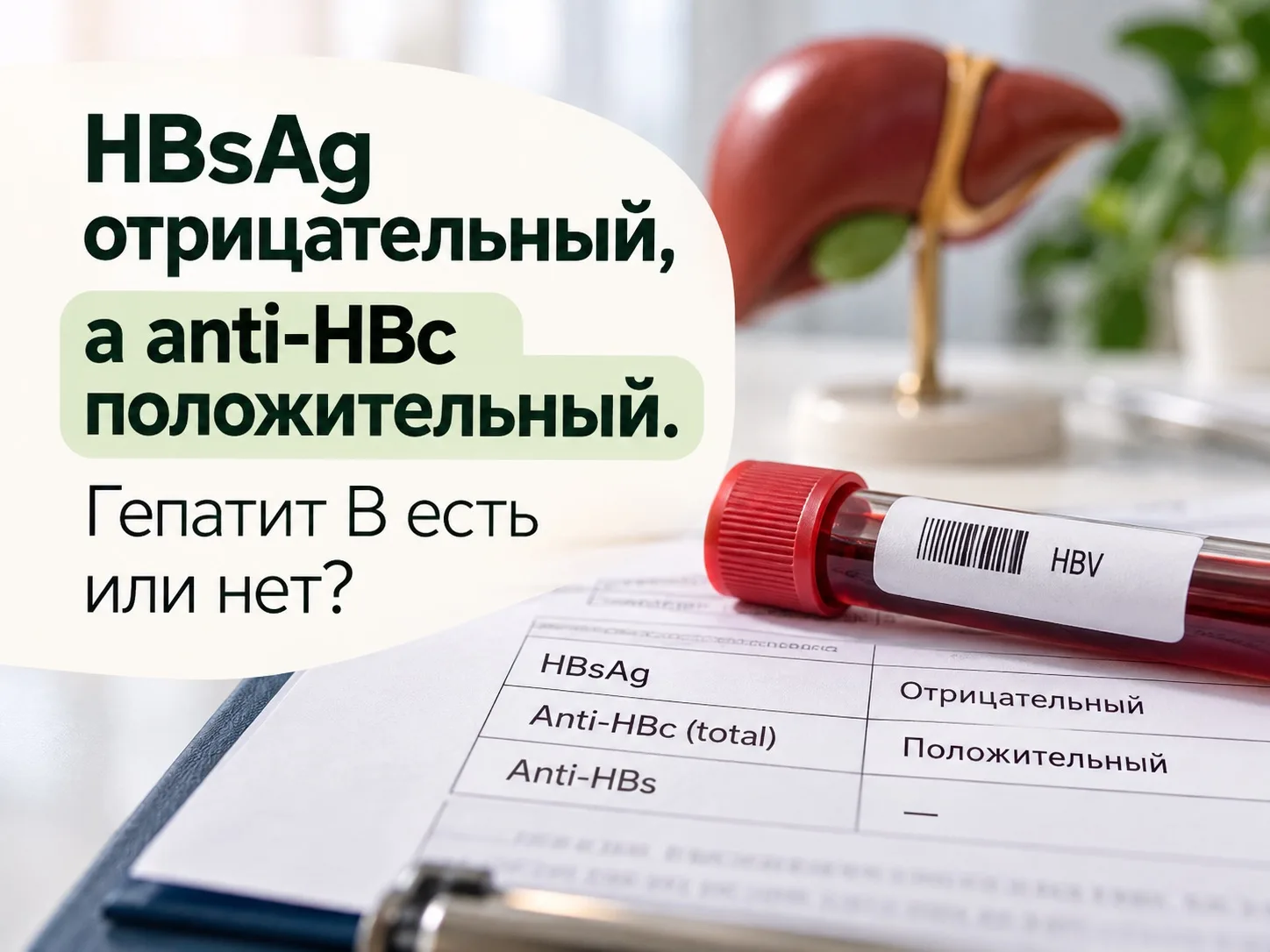 HBsAg ОТРИЦАТЕЛЬНЫЙ, А ANTI-HBc ПОЛОЖИТЕЛЬНЫЙ. ГЕПАТИТ B ЕСТЬ ИЛИ НЕТ?