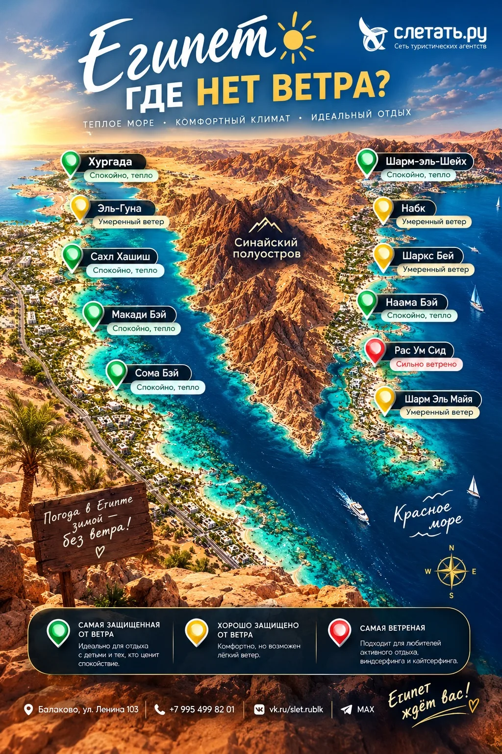 🌴 ЕГИПЕТ ЗИМОЙ: ГДЕ МЕНЬШЕ ВЕТРА? ☀️🌊