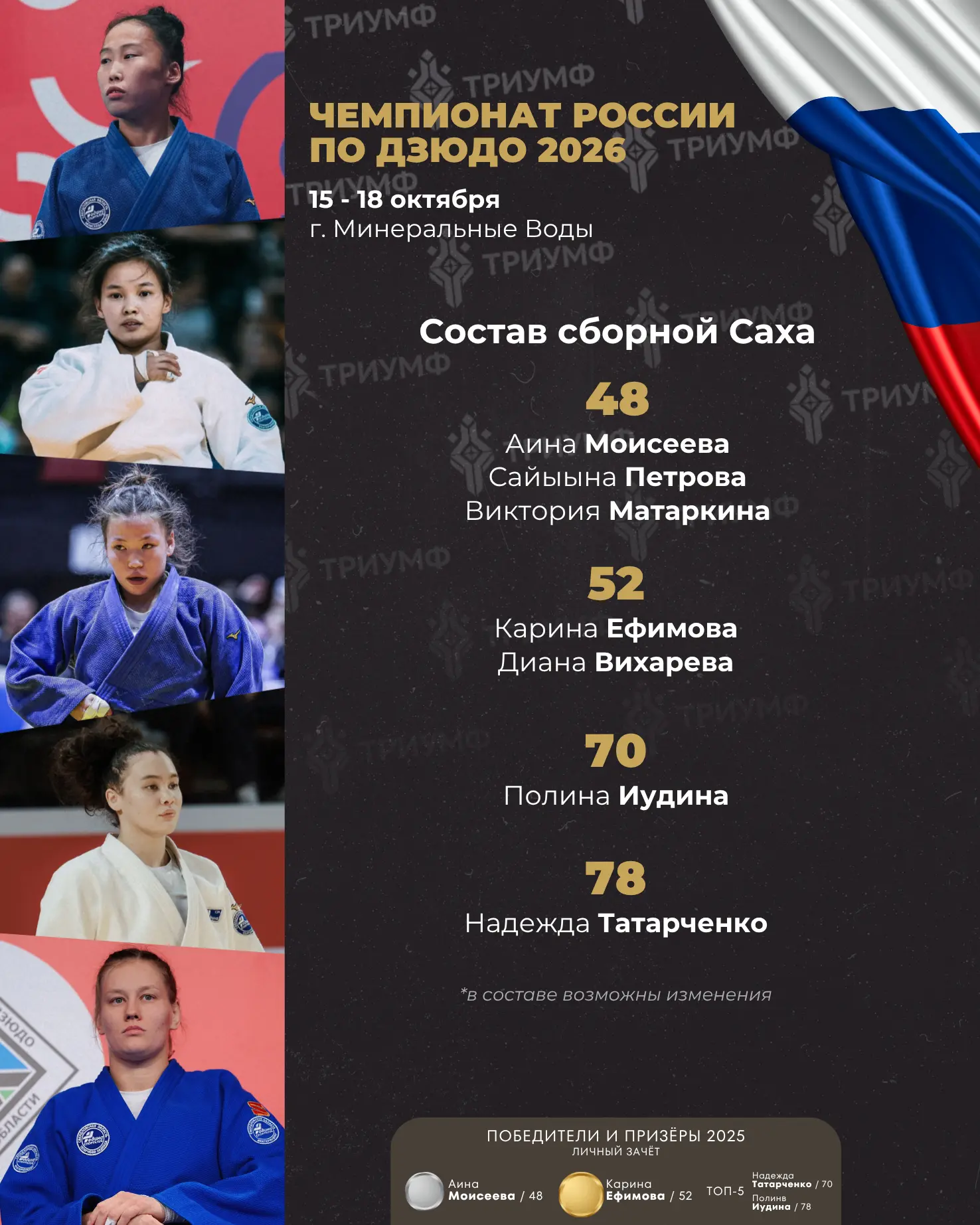 🥋 Семь дзюдоисток сборной Саха выступят на чемпионате России 🇷🇺