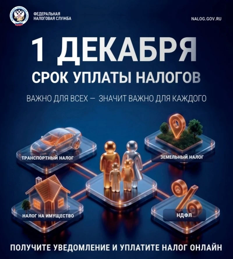 1 декабря 2026 года - крайний срок уплаты налогов.