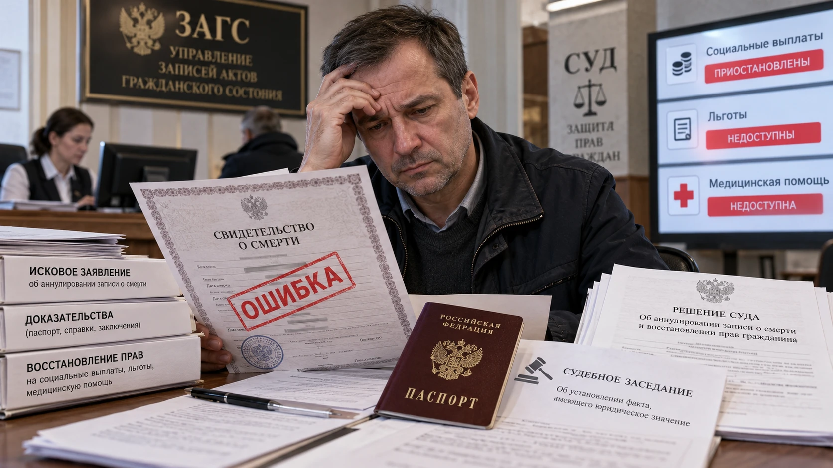 📄 Живого человека признали умершим — суду пришлось аннулировать запись о смерти