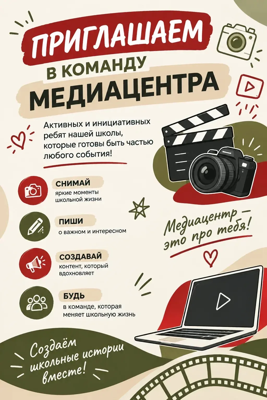 🎬 МЕДИАЦЕНТР ШКОЛЫ № 69 ИМЕНИ Б. Ш. ОКУДЖАВЫ ОТКРЫВАЕТ НАБОР! 📸