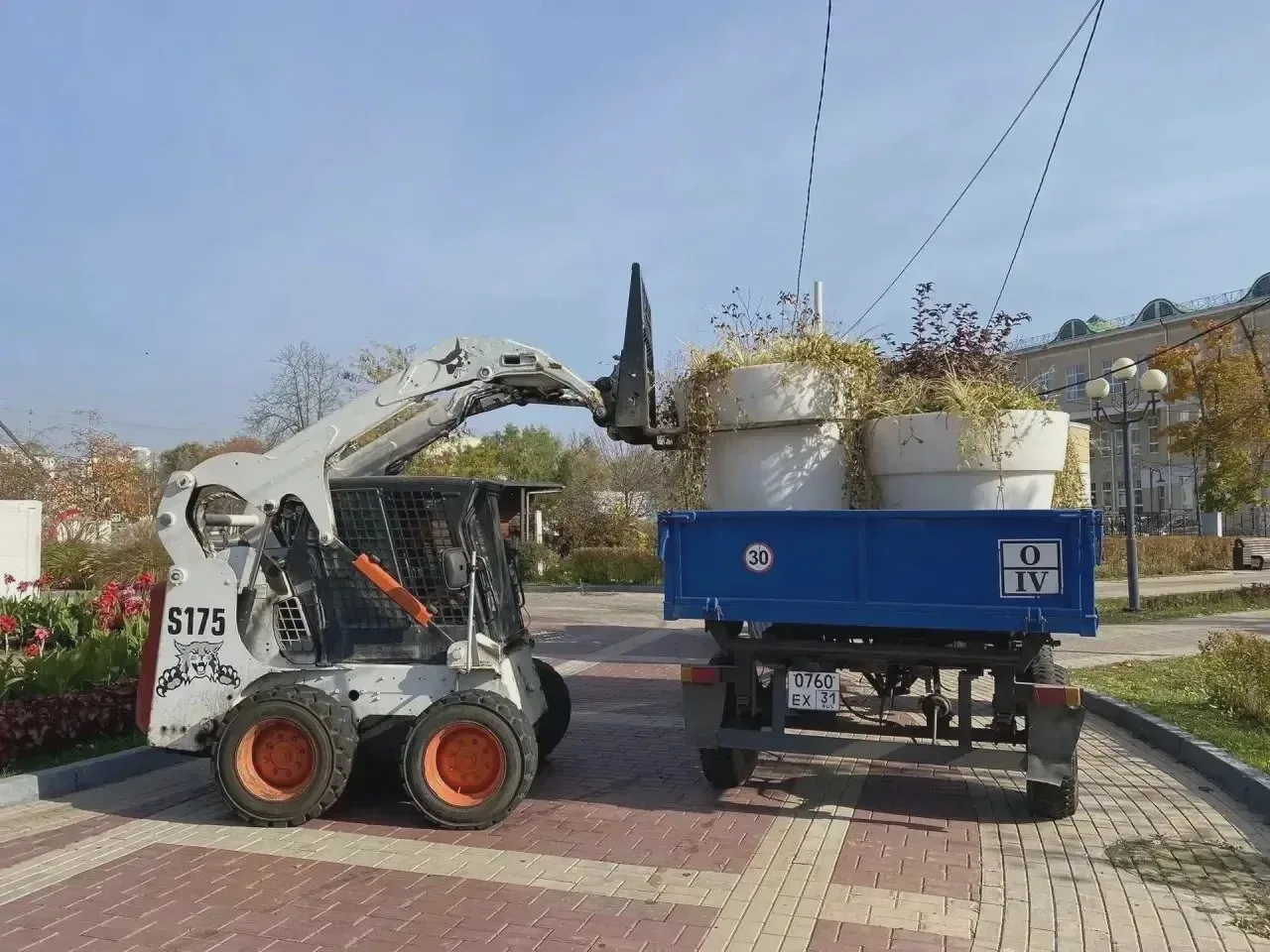 В Белгороде убирают цветочные вазоны