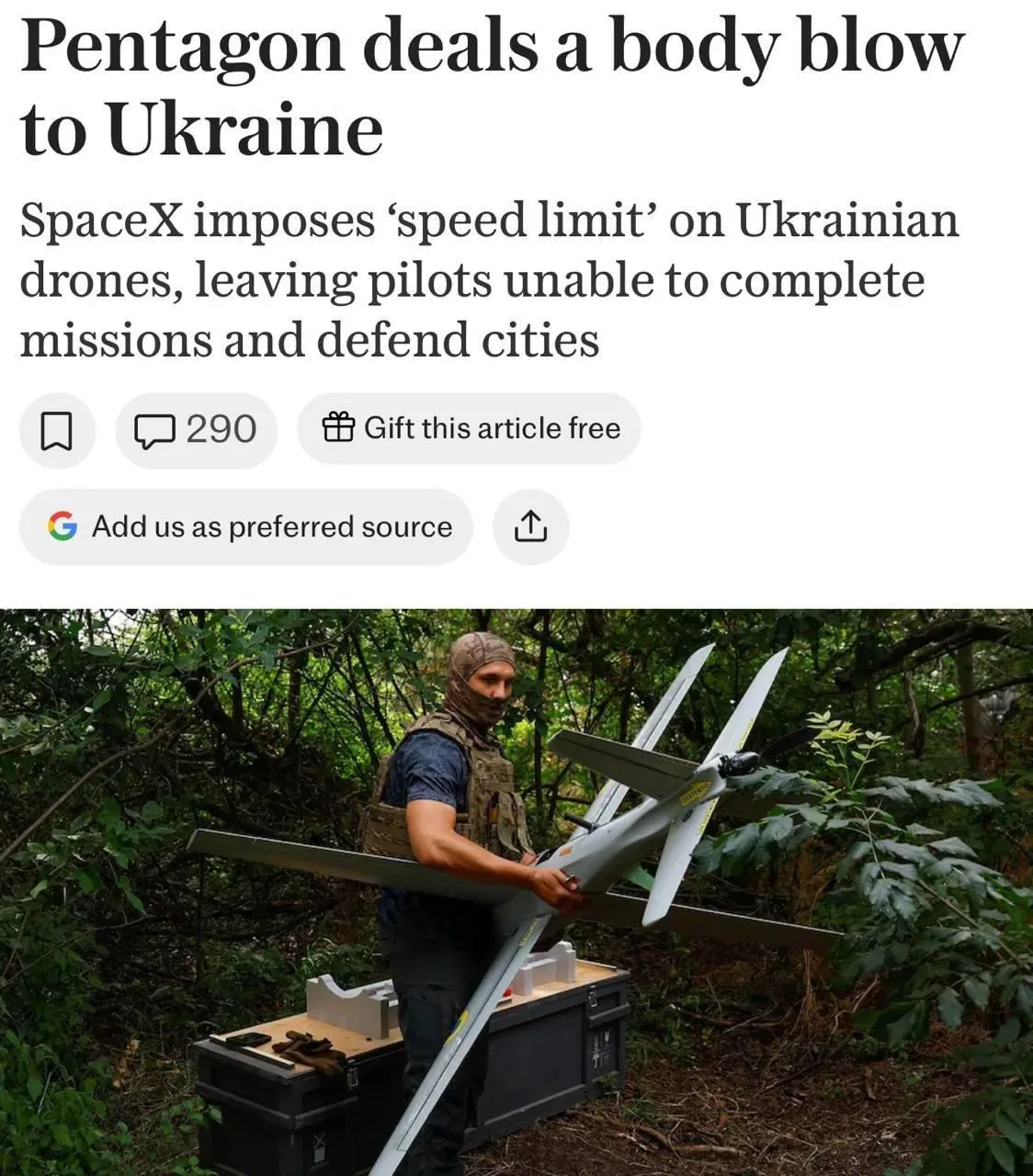❗Из-за ограничения работы Starlink значительная часть арсенала беспилотников ВСУ оказал...