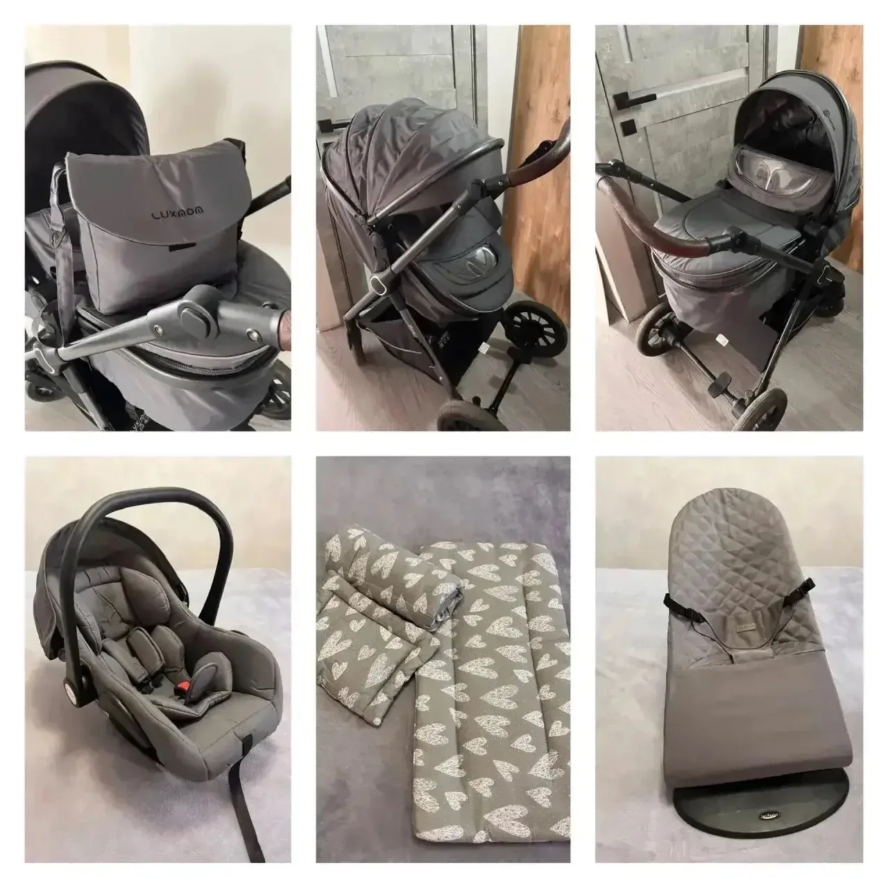 Продам коляску luxmom 3в1. С коляской в подарок отдам матрасик, подушку, одеяло и шезло...