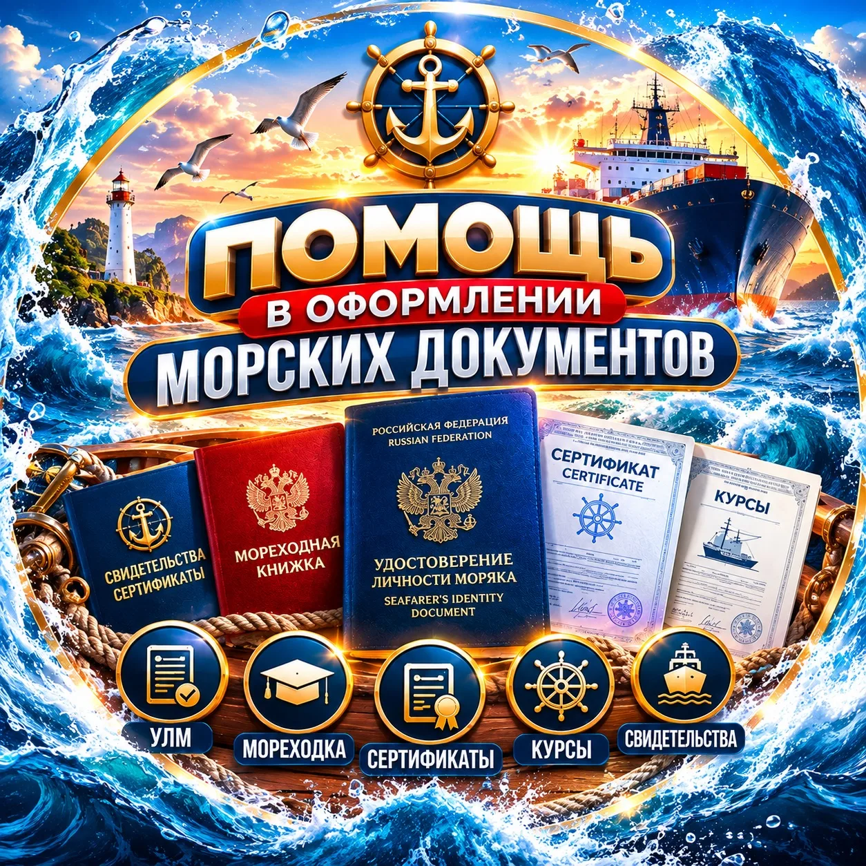❗️✅⬇️Оказываем помощь в оформлении морских документов.