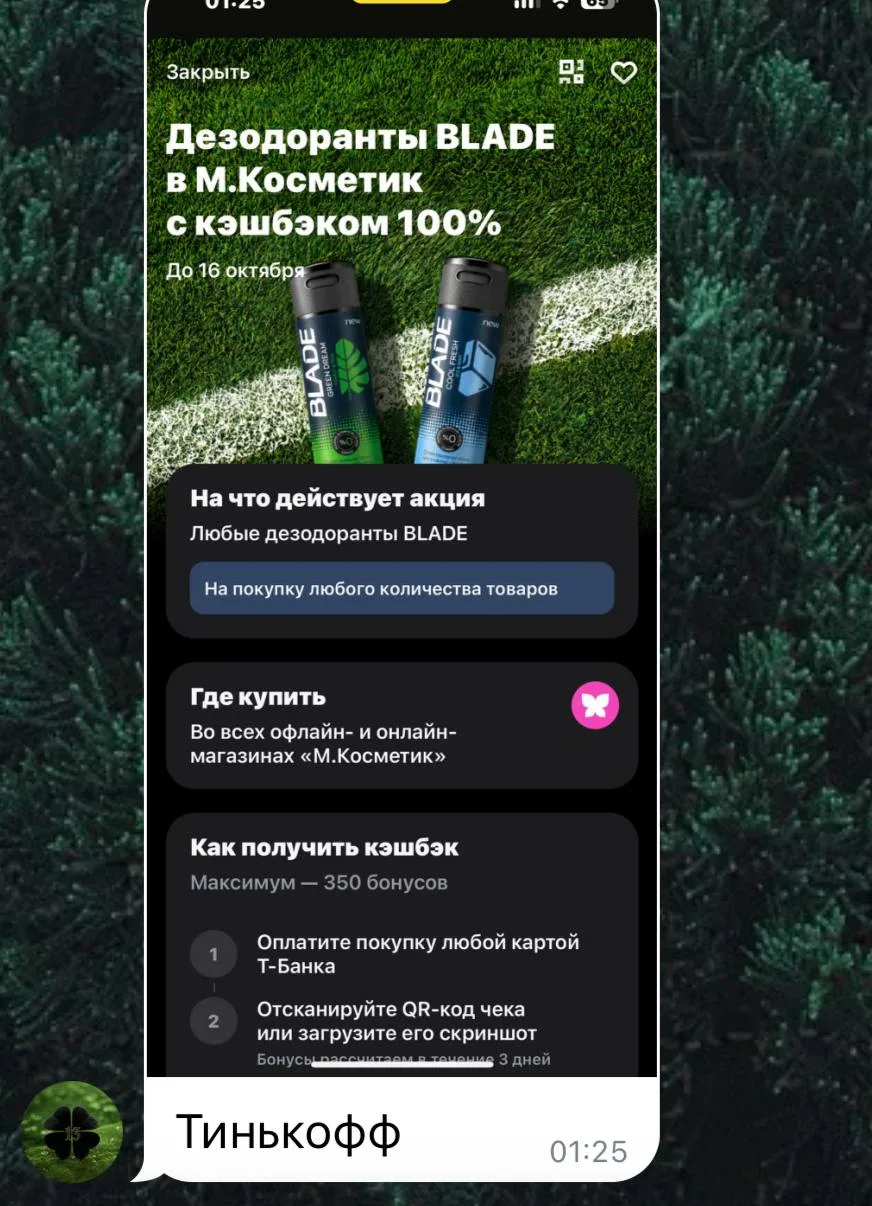 Проверяйте предложения со 100% кэшбэком в Т-банке ‼️