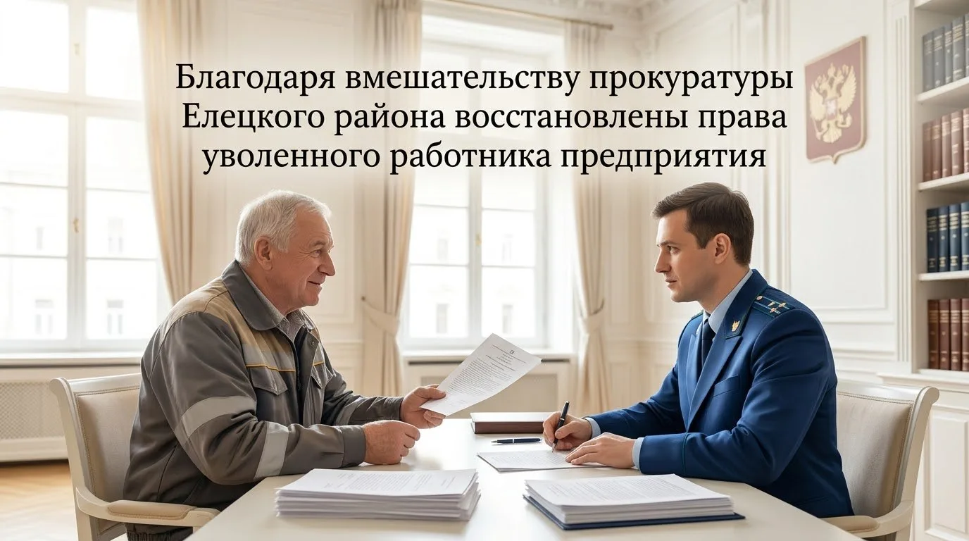 ✒Благодаря вмешательству прокуратуры Елецкого района восстановлены права уволенного раб...