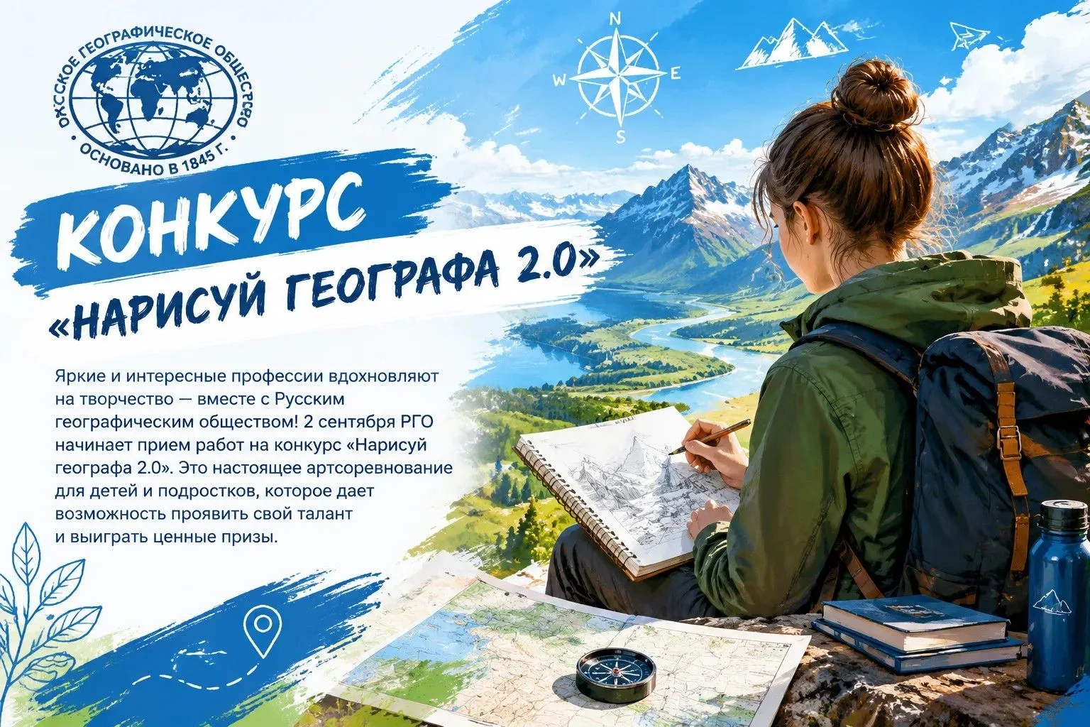 🎨 РГО объявляет конкурс «Нарисуй географа 2.0»! 🌍