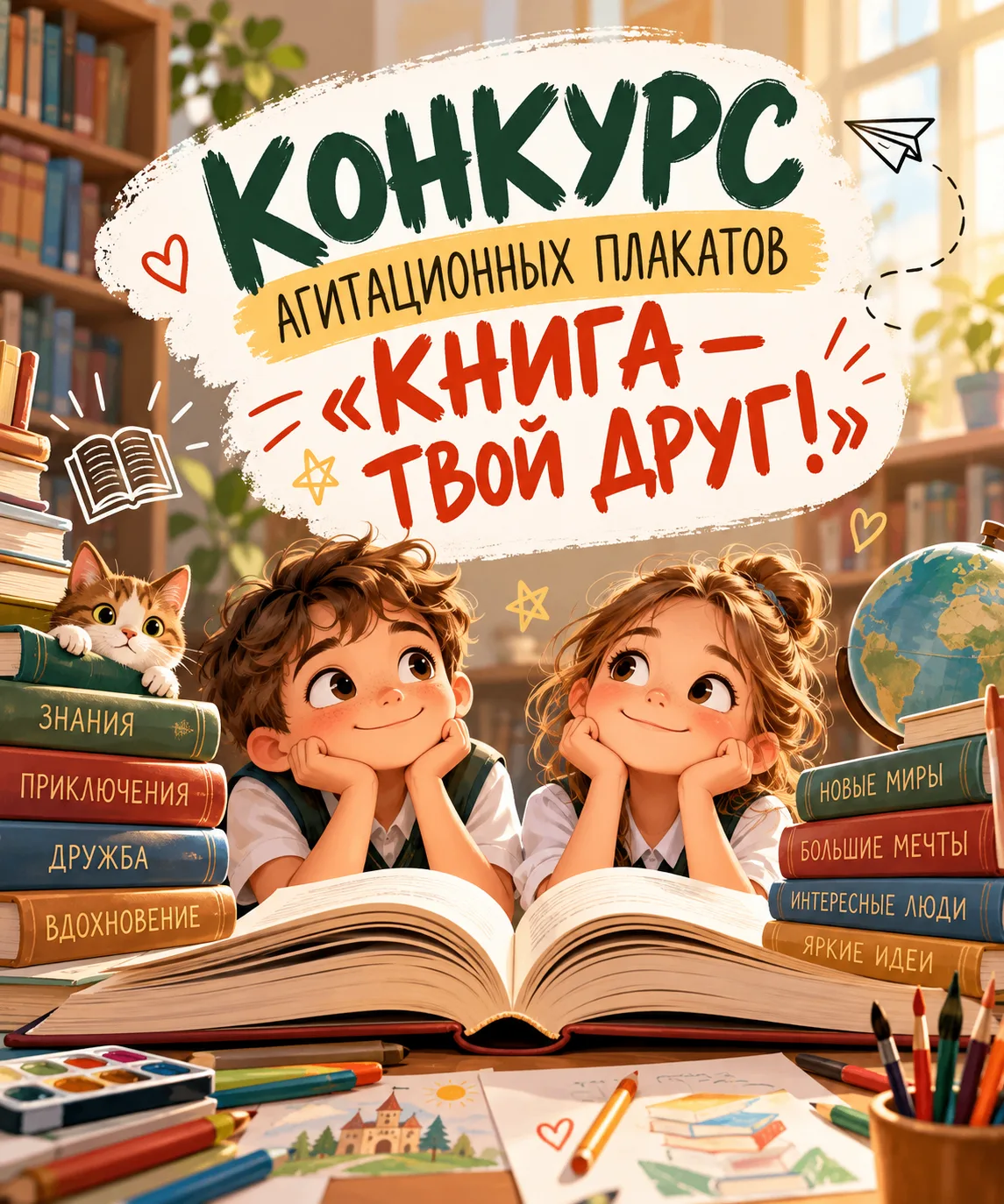 📚 КОНКУРС АГИТАЦИОННЫХ ПЛАКАТОВ «КНИГА — ТВОЙ ДРУГ!» 🎨