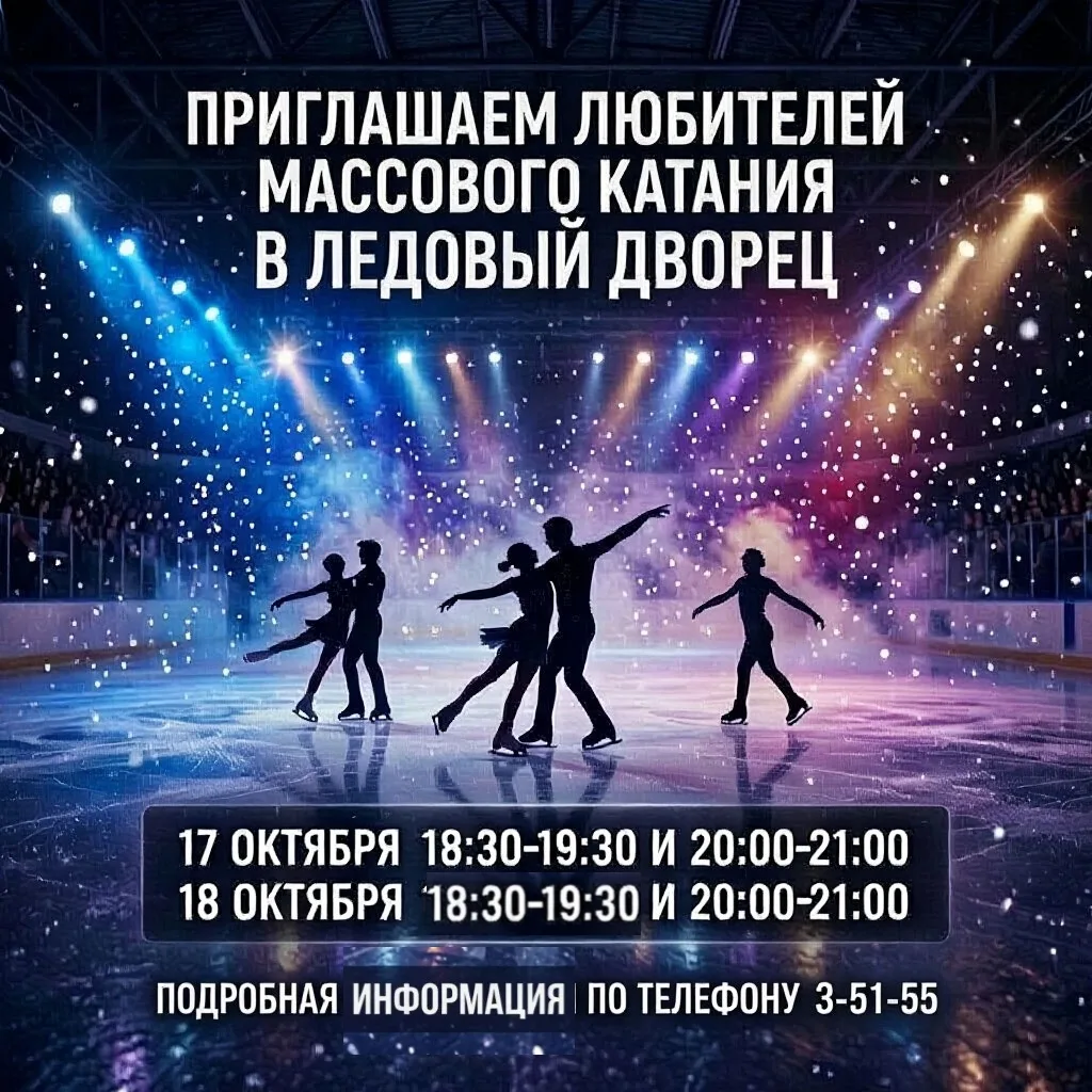 ⛸️ Ледовый дворец приглашает всех любителей активного отдыха на массовые катания на кон...