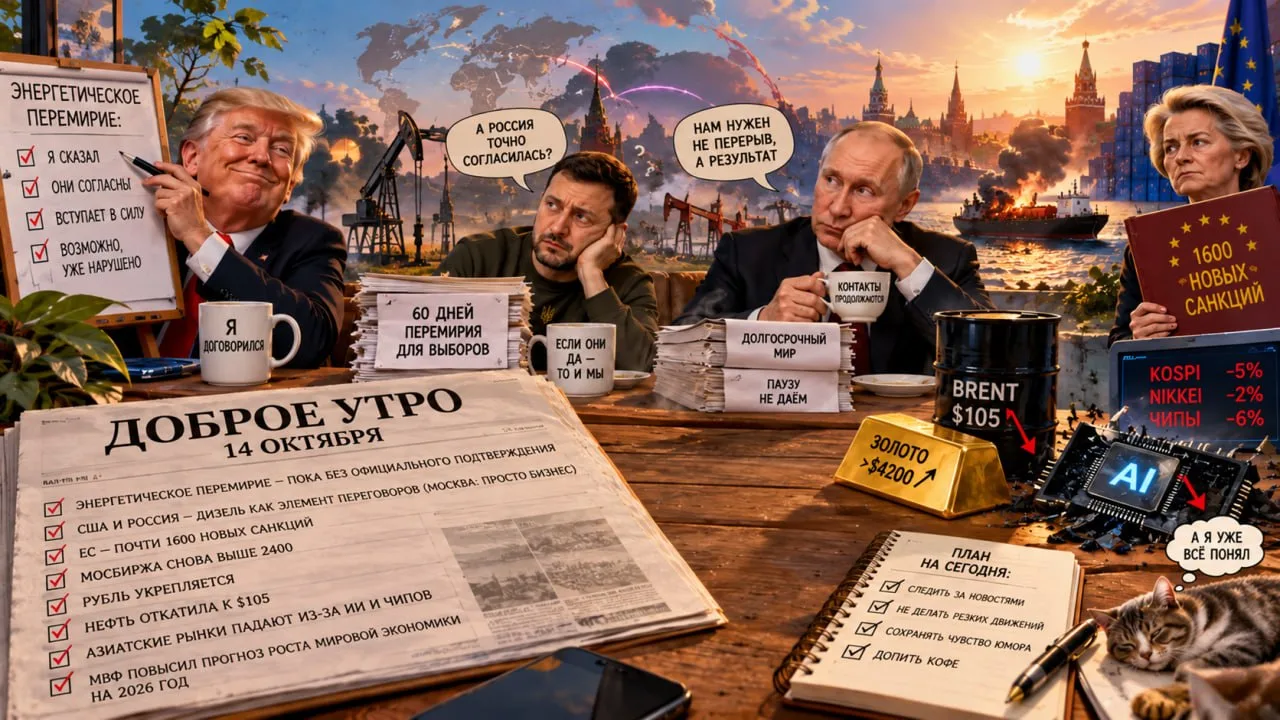 ☕️ ДОБРОЕ УТРО. 14 ОКТЯБРЯ. ВЧЕРА МИР ЕЩЁ РАЗ ДОКАЗАЛ, ЧТО ДОГОВОРЁННОСТЬ - ЭТО КОГДА К...