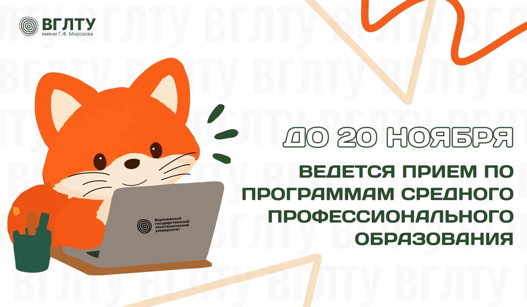 🎓 ВГЛТУ продолжает приём на программы среднего профессионального образования! 💚