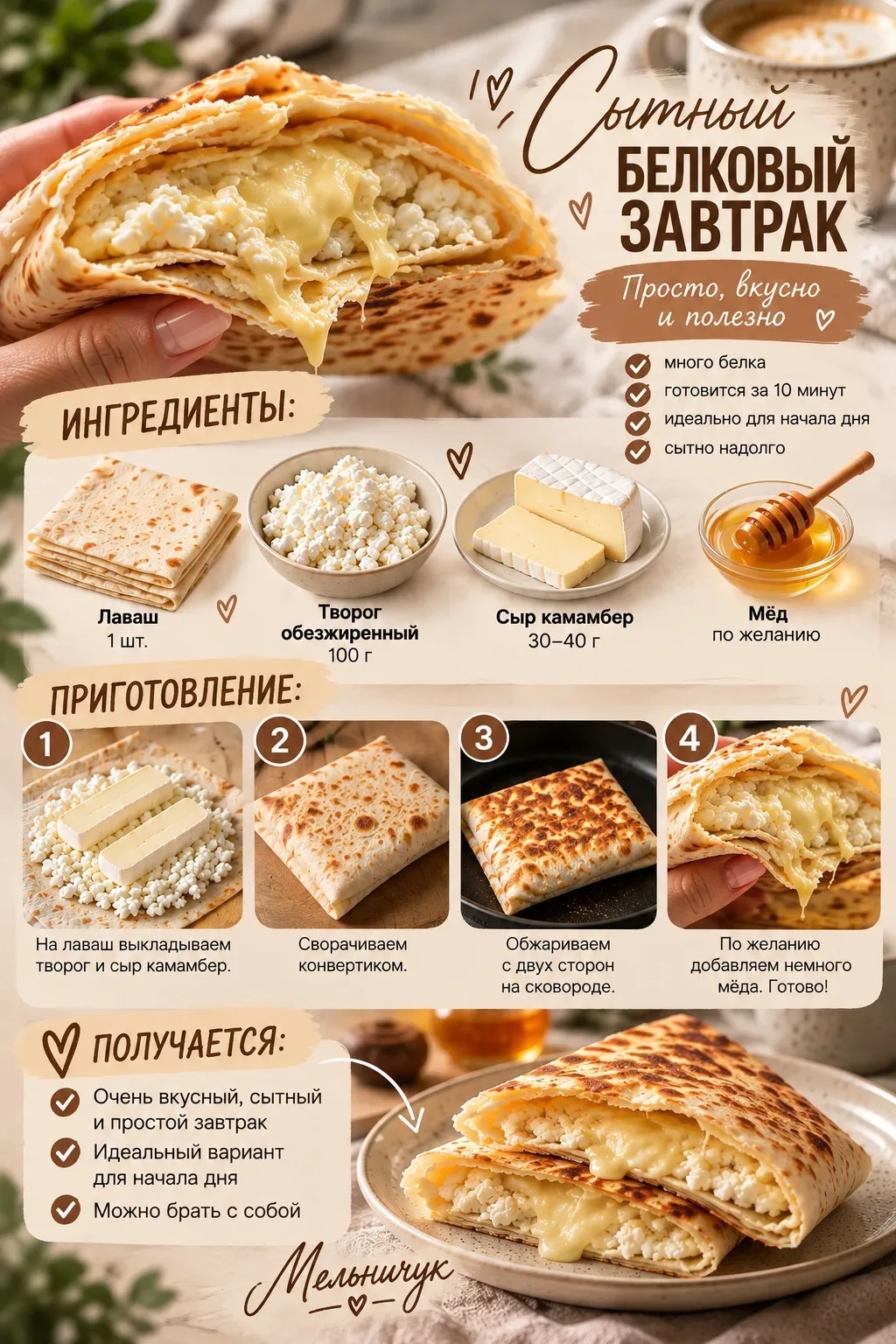 Ловите рецепт СЫТНОГО БЕЛКОВОГО ЗАВТРАКА🌯