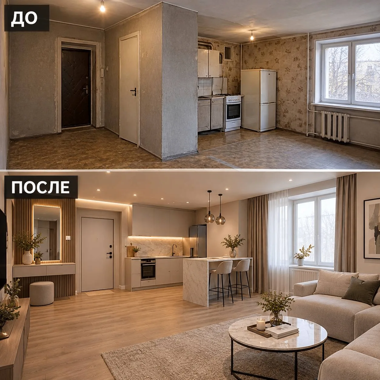 Соседка сделала из убитой хрущёвки квартиру с обложки, а потратила копейки
