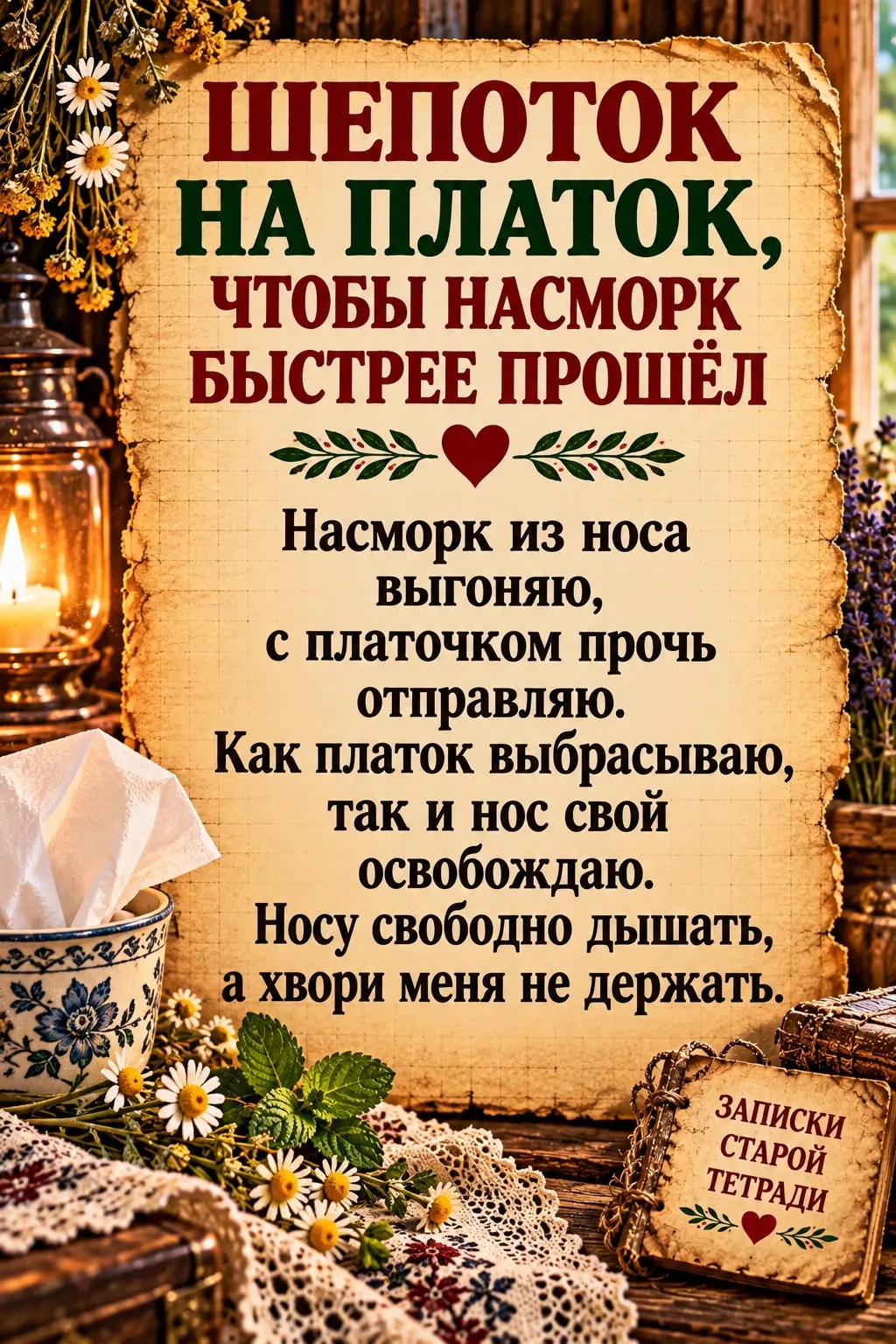🤧 ШЕПОТОК НА ПЛАТОК, ЧТОБЫ НАСМОРК БЫСТРЕЕ ПРОШЁЛ