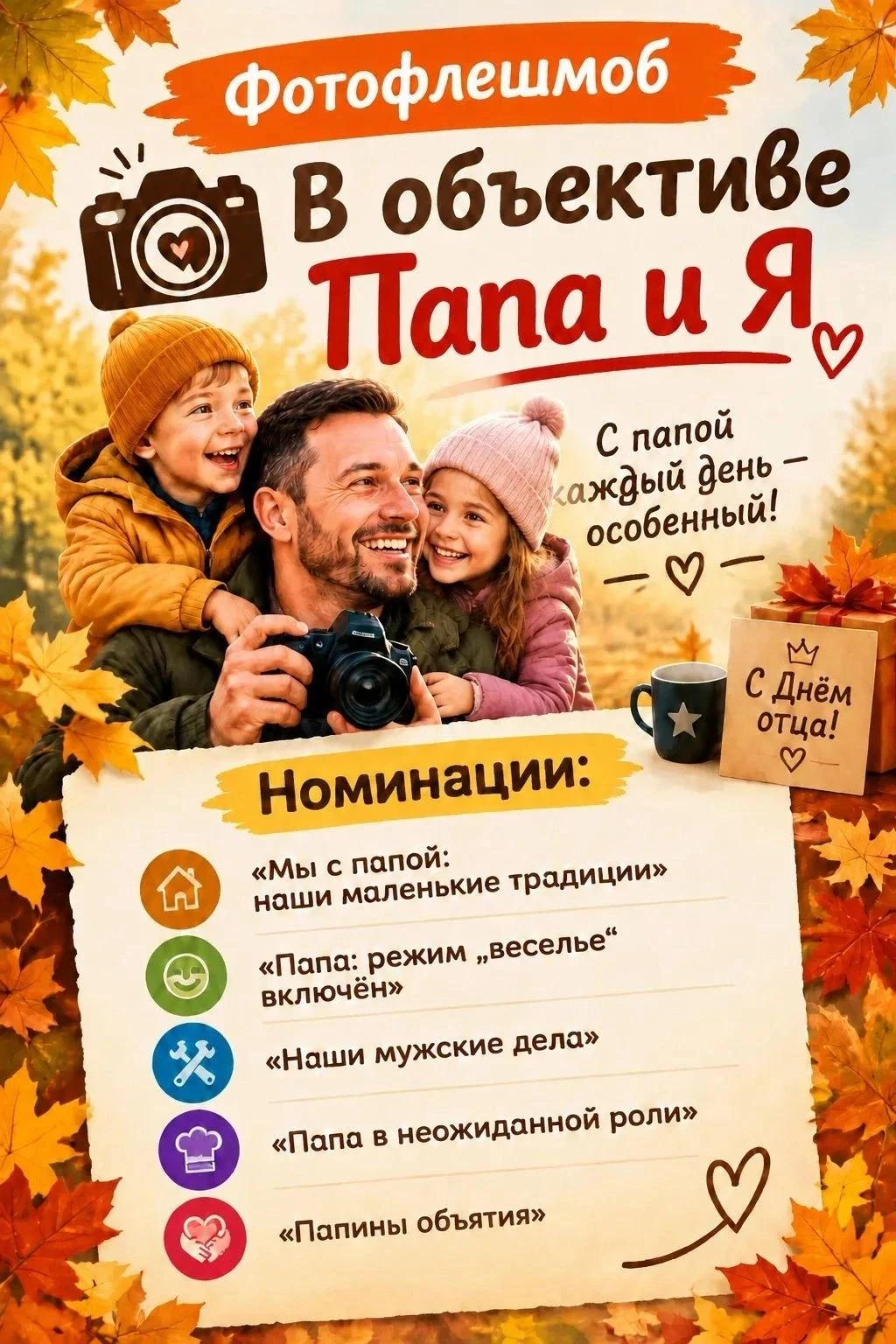 📢 ОБЪЯВЛЯЕМ О СТАРТЕ ФОТОФЛЕШМОБА КО ДНЮ ОТЦА! 🎉