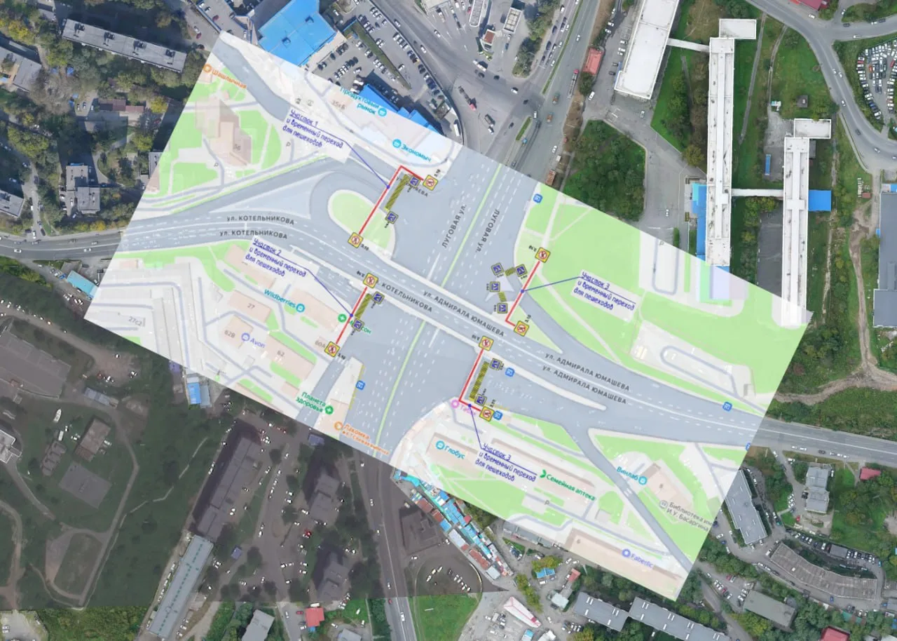🚶🚧 Во Владивостоке у остановки «Баляева» устанавливают знаки наземных пешеходных пере...
