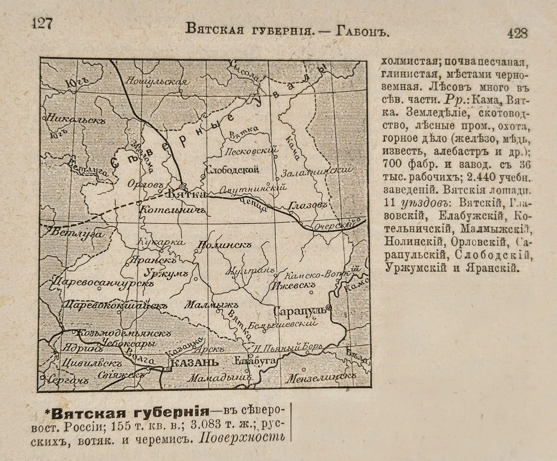 🏹📔📝Описание Вятской губернии в Энциклопедическом словаре издания Флорентия Павленков...
