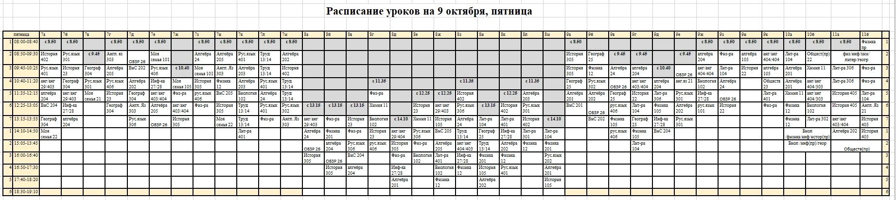 ИЗМЕНЕНИЯ в расписании на 9 октября (корпус 3)