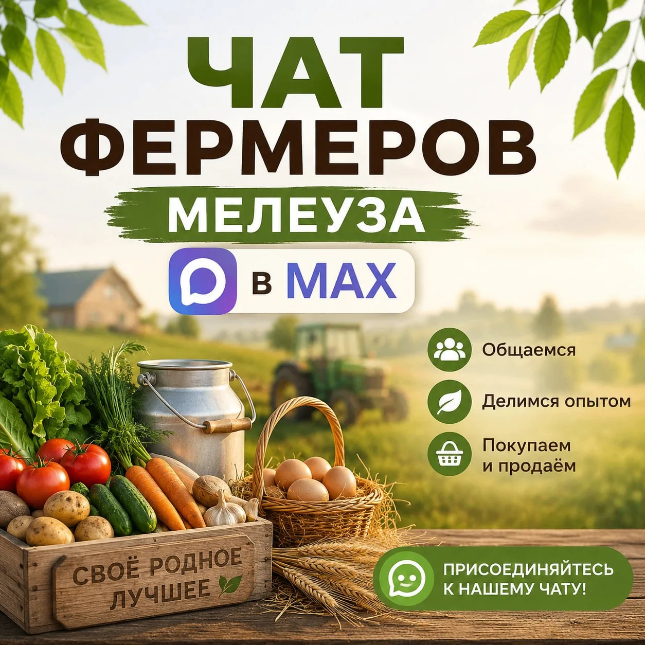 ✨ В чате "Фермеры Садоводы Мелеуз" местные жители продают натуральные овощи, фрукты, мо...