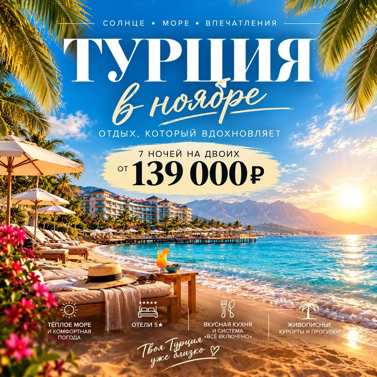 🇹🇷🍂 ТУРЦИЯ В НОЯБРЕ — ОТДЫХАЙ, ПОКА ДРУГИЕ МЁРЗНУТ! ☀️🌊