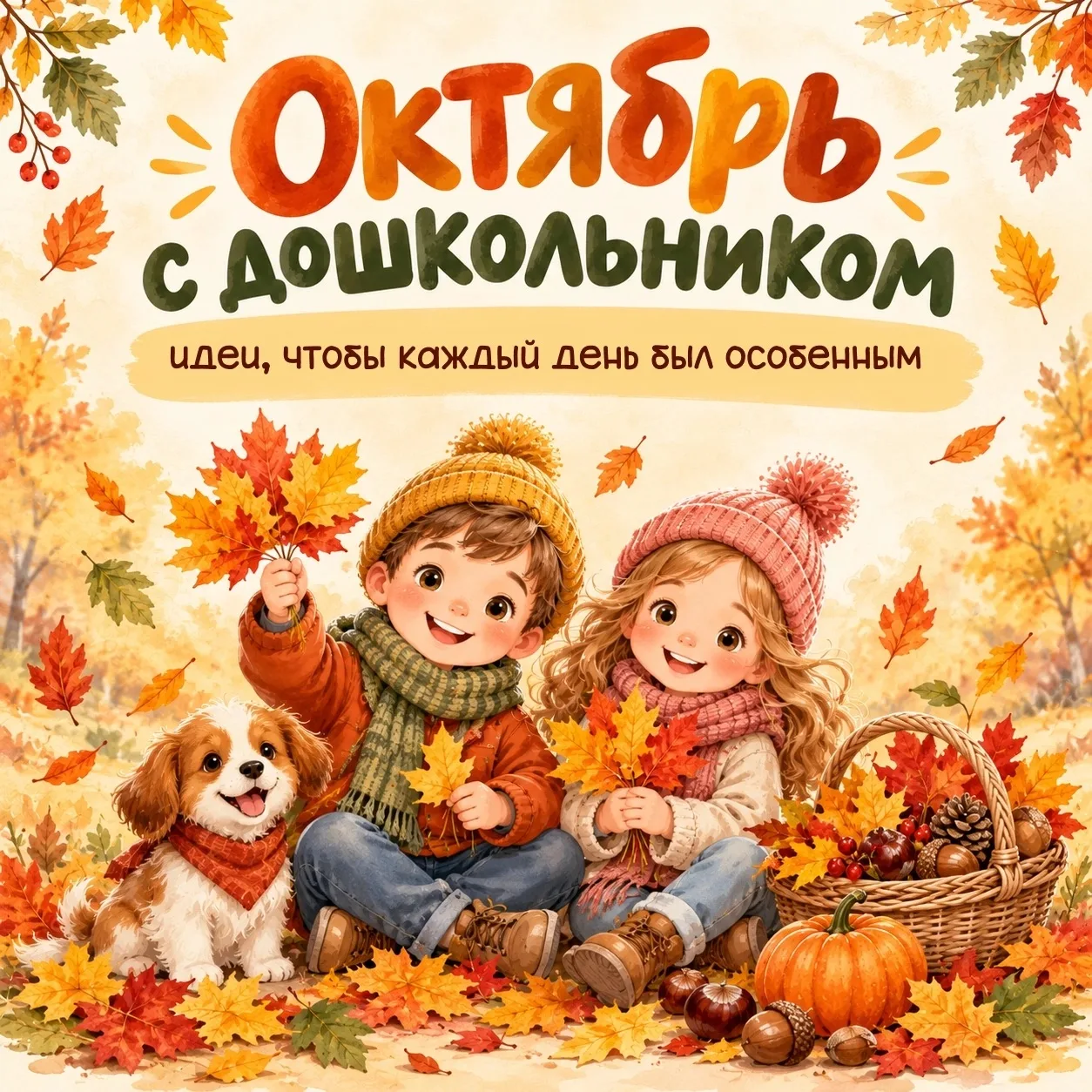 Октябрь — месяц уютных прогулок, шуршащих листьев и маленьких открытий! 🍁