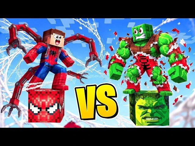 🐸 ХАЛК vs ЧЕЛОВЕК ПАУК! 😡  БИТВА ЛАКИ БЛОКОВ В МАЙНКРАФТ
