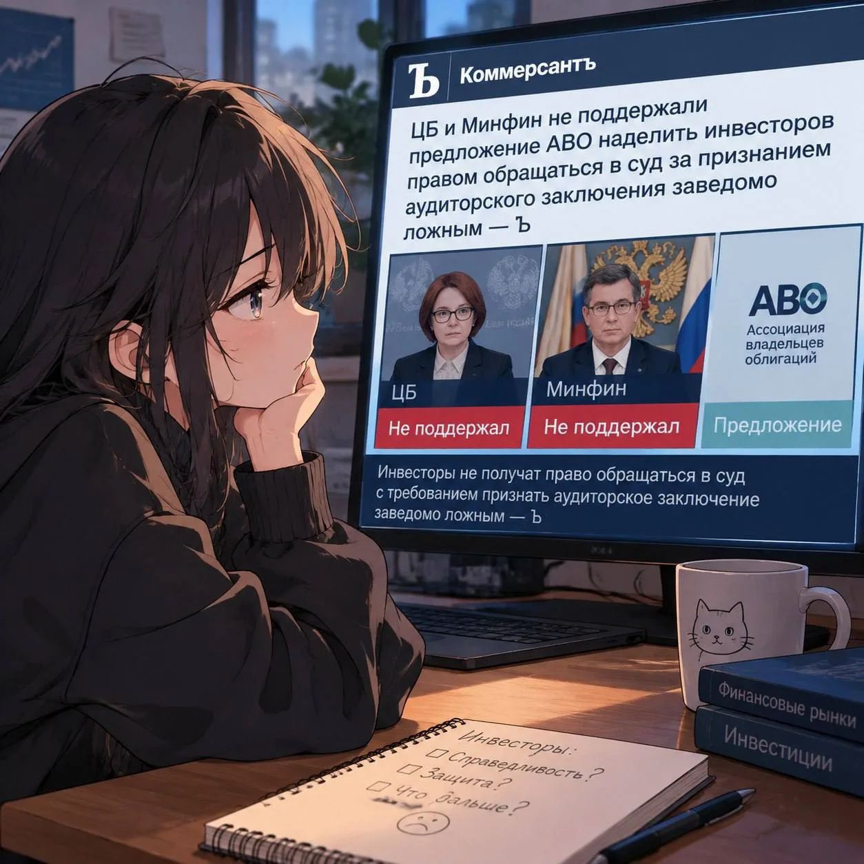 ЦБ 🏛 и Минфин 🏛 не поддержали предложение Ассоциации владельцев облигаций (АВО) надел...