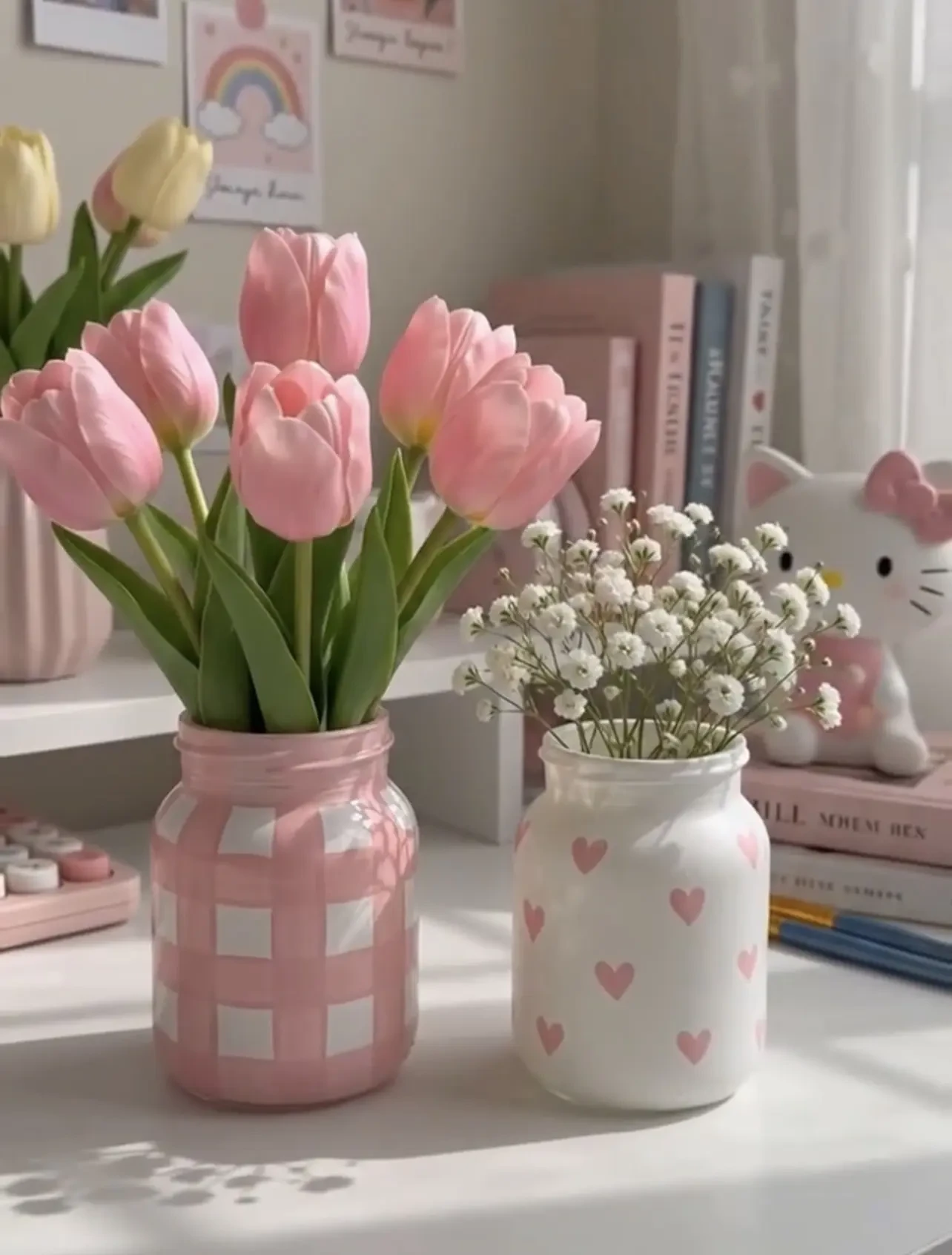 Делаем милые вазочки из обычных банок💕