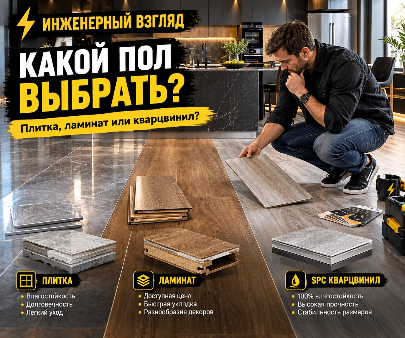 🧱 КАКОЙ ПОЛ ВЫБРАТЬ ДЛЯ КУХНИ?