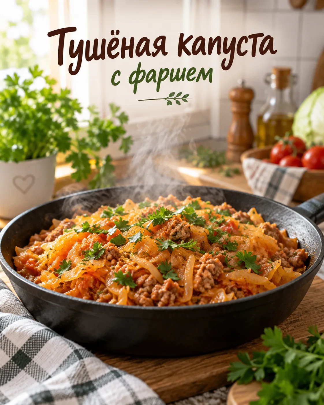 Тушёная капуста с фаршем