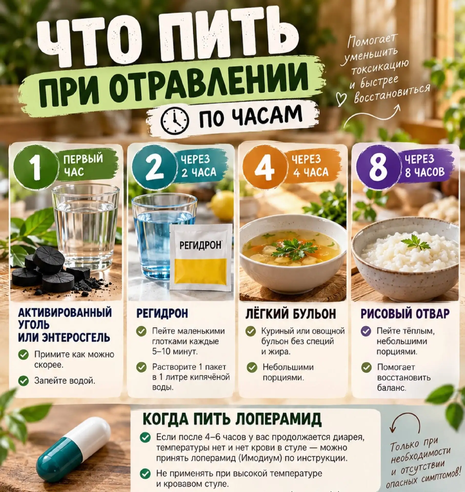 🍋 Что пить при отравлении по часам❓
