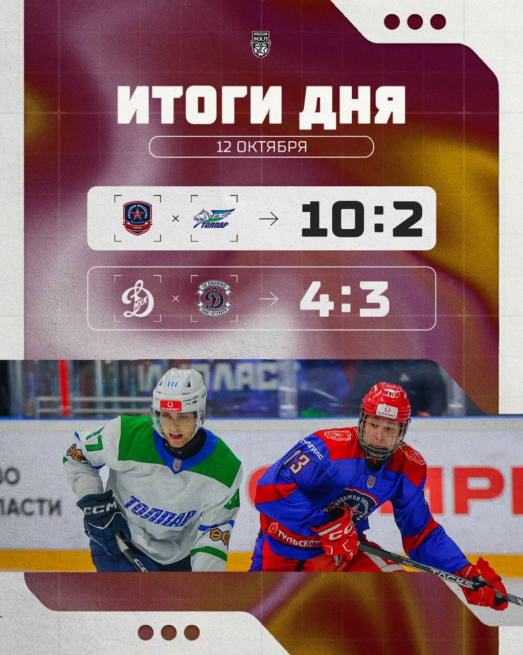 Результаты прошедшего игрового дня в МХЛ