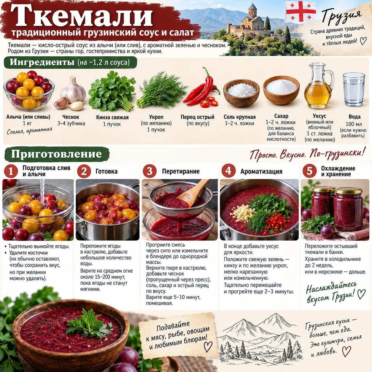 Ткемали — традиционный грузинский соус                                           Ингред...