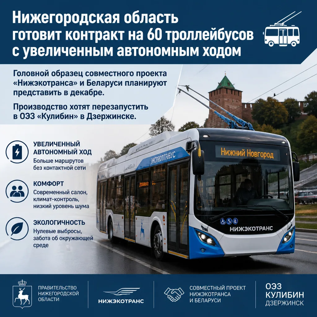 🚎 Нижегородская область готовит контракт на 60 троллейбусов с увеличенным автономным х...