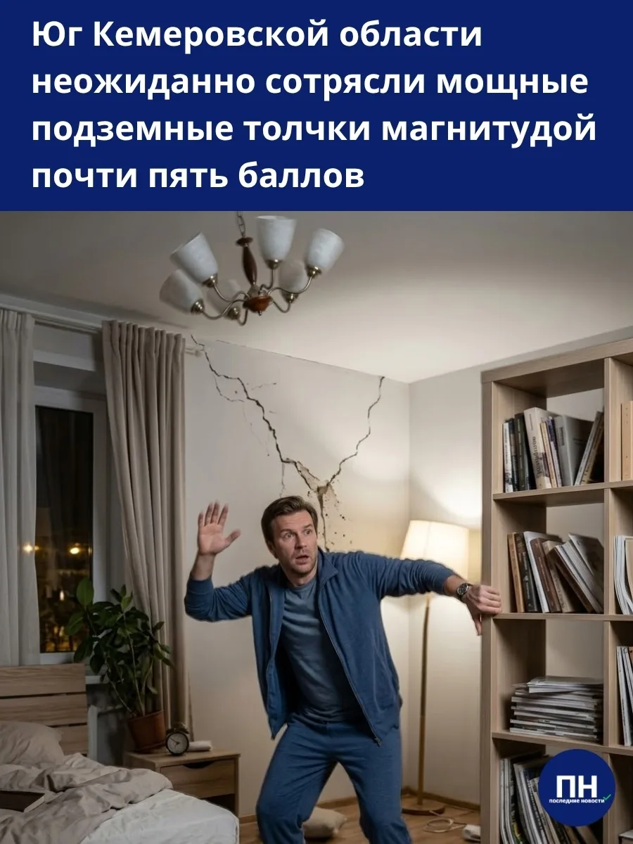 🫨Сильное землетрясение в Кузбассе: трещины в домах и паника посреди ночи.