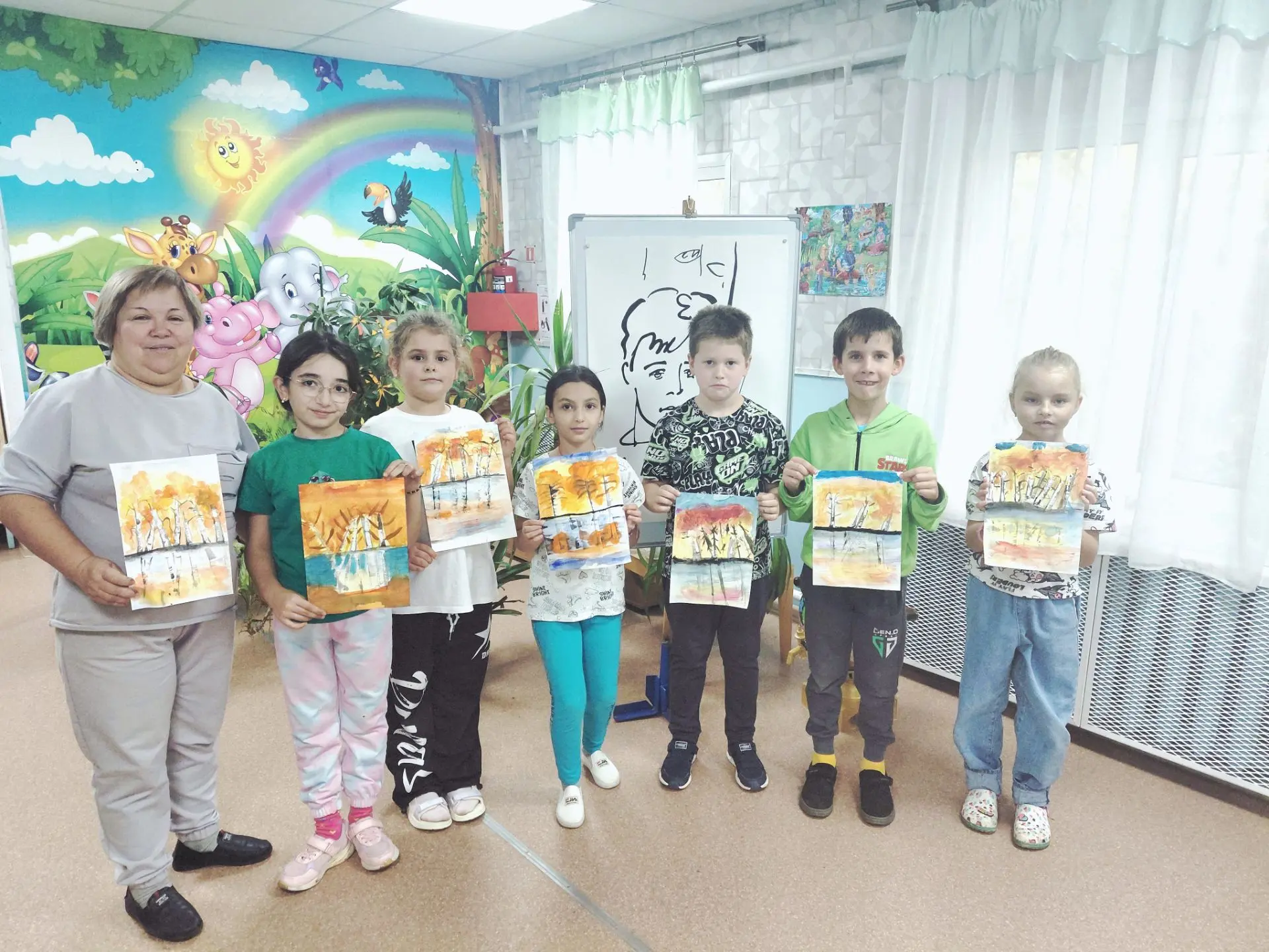 🍂 Рисуем осенний лес на мольберте! 🎨