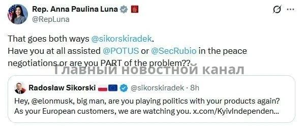 Сикорский — «часть проблемы» в вопросе переговоров по Украине, написала в Х конгрессвум...