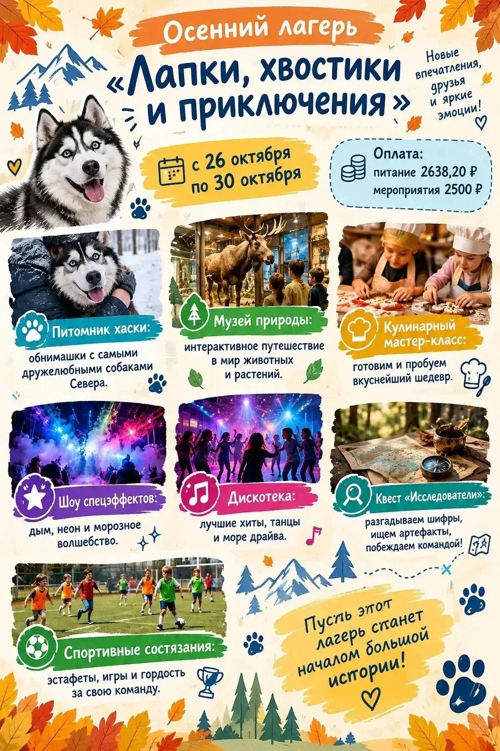 🌟 Городской лагерь «Лапки, хвостики и приключения!»