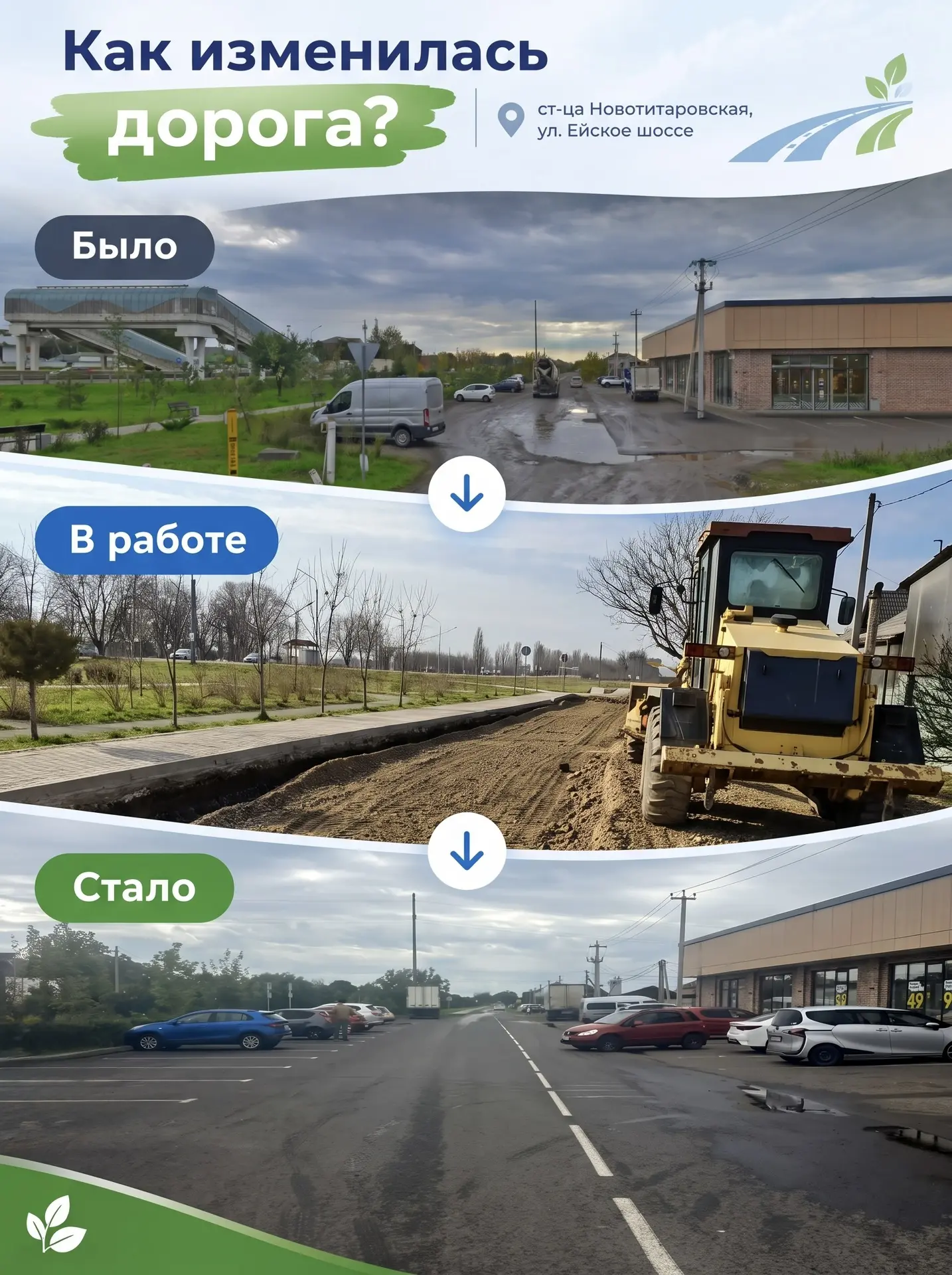 В Новотитаровской обновили два участка дорог