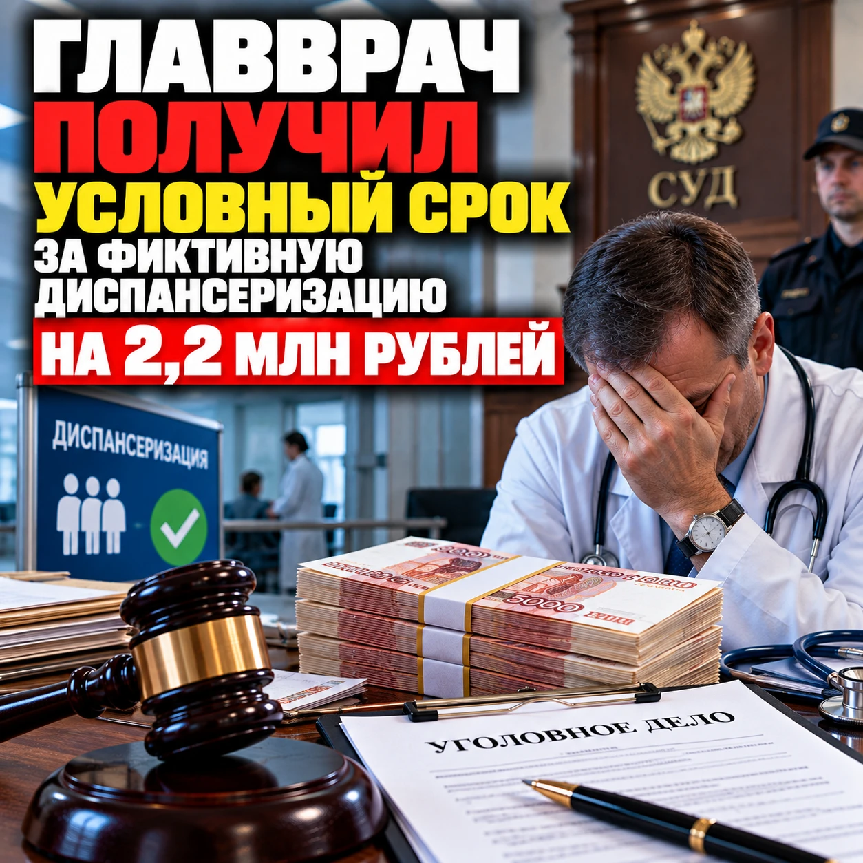 Главврач получил условный срок за фиктивную диспансеризацию на 2,2 млн рублей