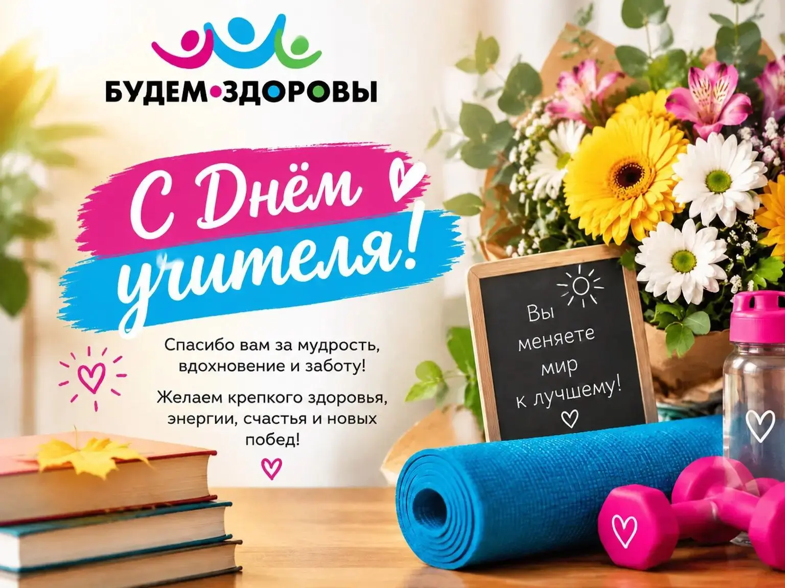 💐🍂 Уважаемые учителя, коллектив СОК «Будем здоровы» поздравляет вас с профессиональны...