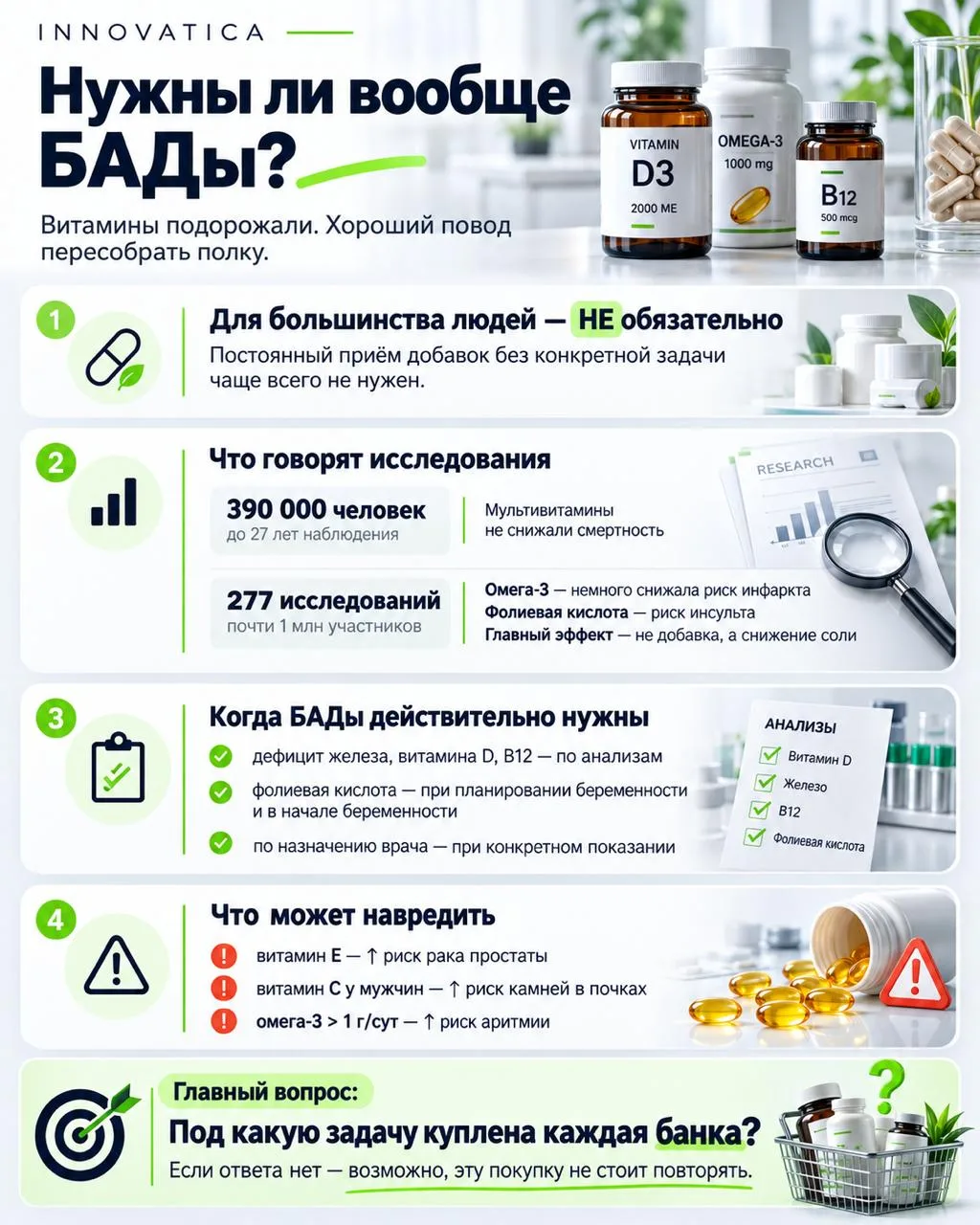 Вопрос, которых многих интересует, особенно, осенью — а нужны ли вообще БАДы? Отвечаем ...