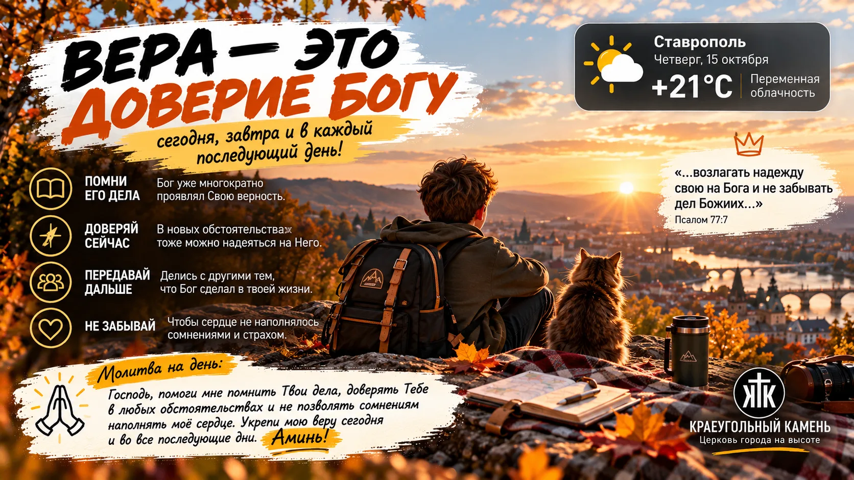 ❤️ Вера — это доверие Богу сегодня, завтра и в каждый последующий день.
